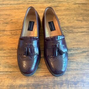 Bostonian Classics Mens Leather Wingtip Tassel Kiltie Loafers 7.5 W Brown